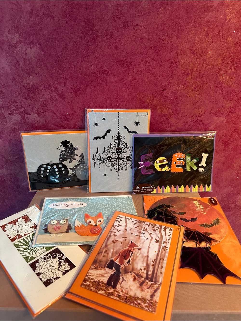 PAPYRUS set of 7 Halloween & Autumn Greeting Card Assortment ,Thanksgiving set